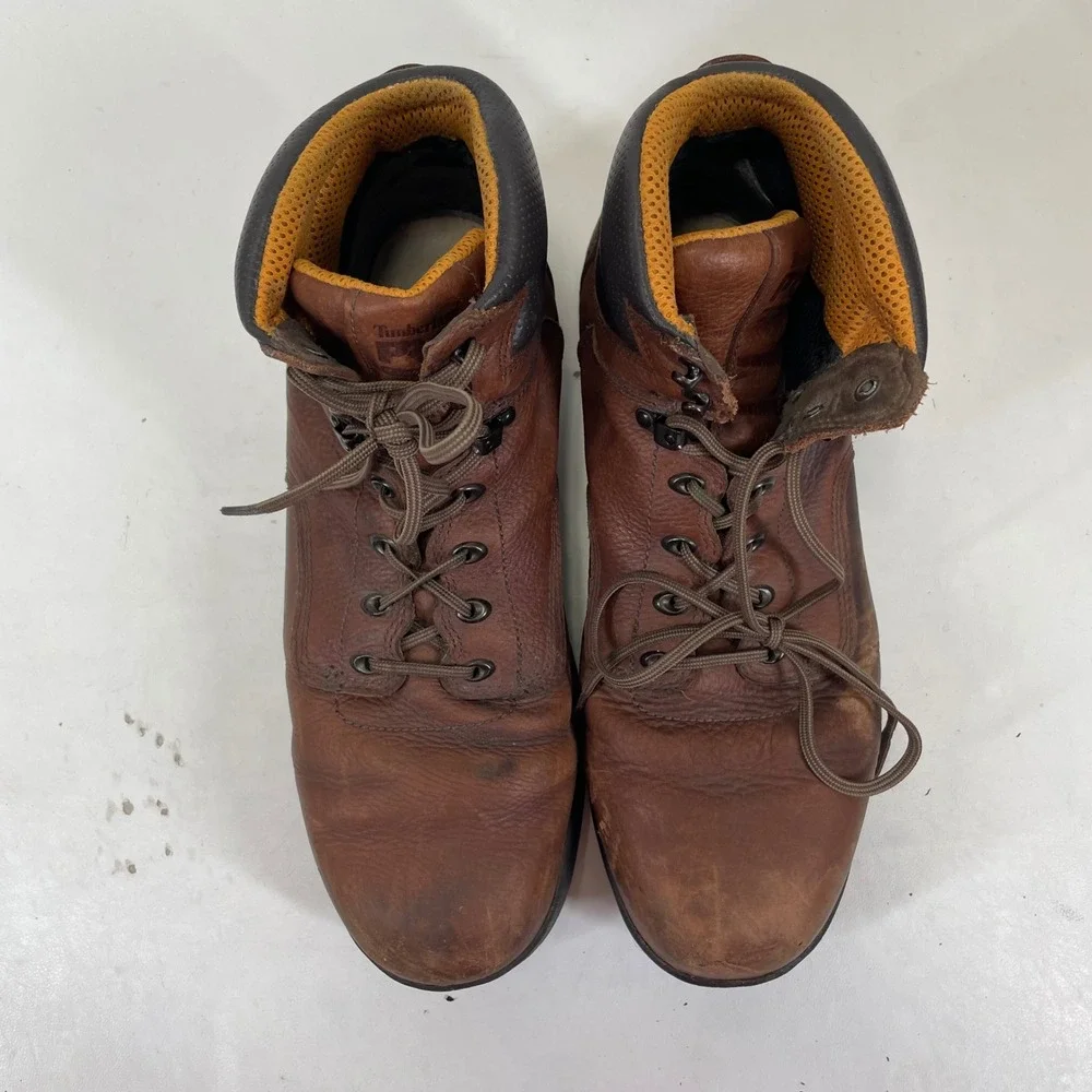 Timberland PRO 24097 Mens Brown Leather Work Boots Oil Slip Resistant Size 15 M
